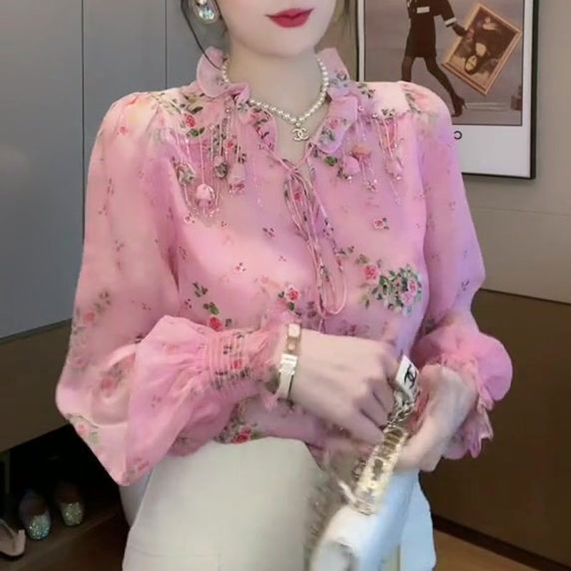 Korean Broken Flowers Printed  - đánh giá và giá Tassel Fringe Trim