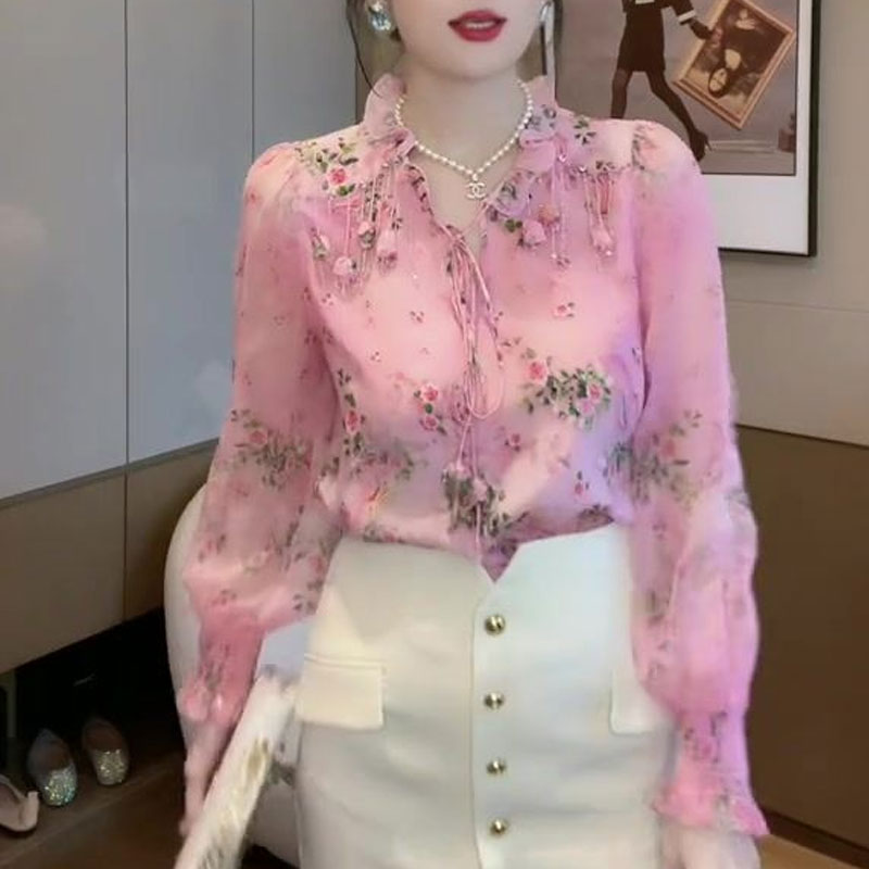 Korean Broken Flowers Printed  - đánh giá và giá Tassel Fringe Trim